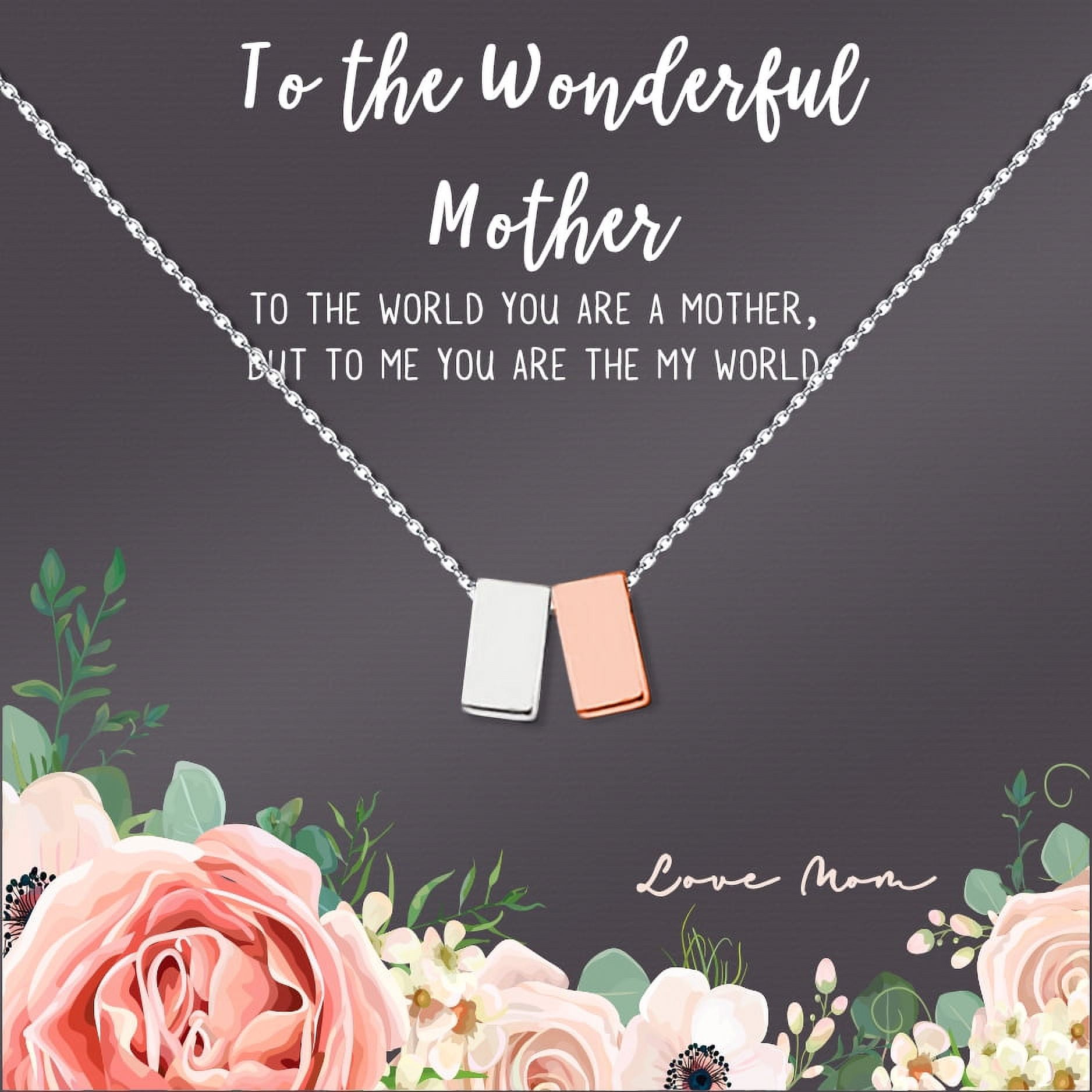 To The Wonderful Mother Mother's Day Gift, Mother's Day Gift for Her, Mother's Day Gift for Her, Gift for Mom,Jewelry Gift for Mom, Necklace Gift for Mom [Silver-Rose Gold, No-Personalized Card]