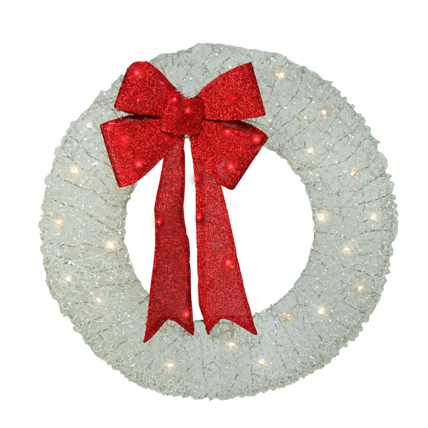 36 Pre Lit White And Red Outdoor Wreath Warm Led 36 Pre Lit White And Red Outdoor Wreath Warm Led Lights