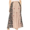 thumbnail image 2 of Sakkas Maran Women's Boho Embroidery Skirt with Lace Elastic Waist and Pockets - Beige - One Size, 2 of 5