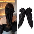 thumbnail image 3 of Trayknick Non-Slip Tight Elegant Exquisite Spring Clip Chinese Style Big Bow Ribbon Decor Spring Hairpin Hair Accessories Black, 3 of 13