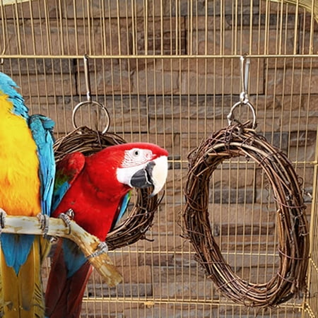 SPRING PARK Bird Swing Ring Stand, Cage Hanging Toys Rattan Swing Bite Resistance Perches Toy Parrot Toy Boredom Breaker for Parakeets