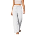 thumbnail image 3 of Women's High Waist Elastic Rayon Wide Leg Pants Casual Flowing Beach Trousers With Side Pockets Loose Breathable Summer Relaxed Fit, 3 of 9