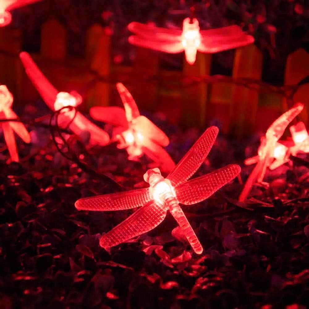 Outdoor Garden Solar String Lights, 7m 50LED Solar Garden Dragonfly String Lights Dragonfly String Light Waterproof for Yard