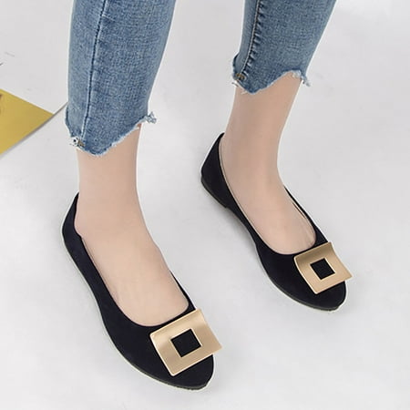 

NECHOLOGY Wedge Sandals for Women Stripped Women Square Buckle Flat Shoes Slip On Pointed Toe Women Sandals Flip Flops Black 7.5