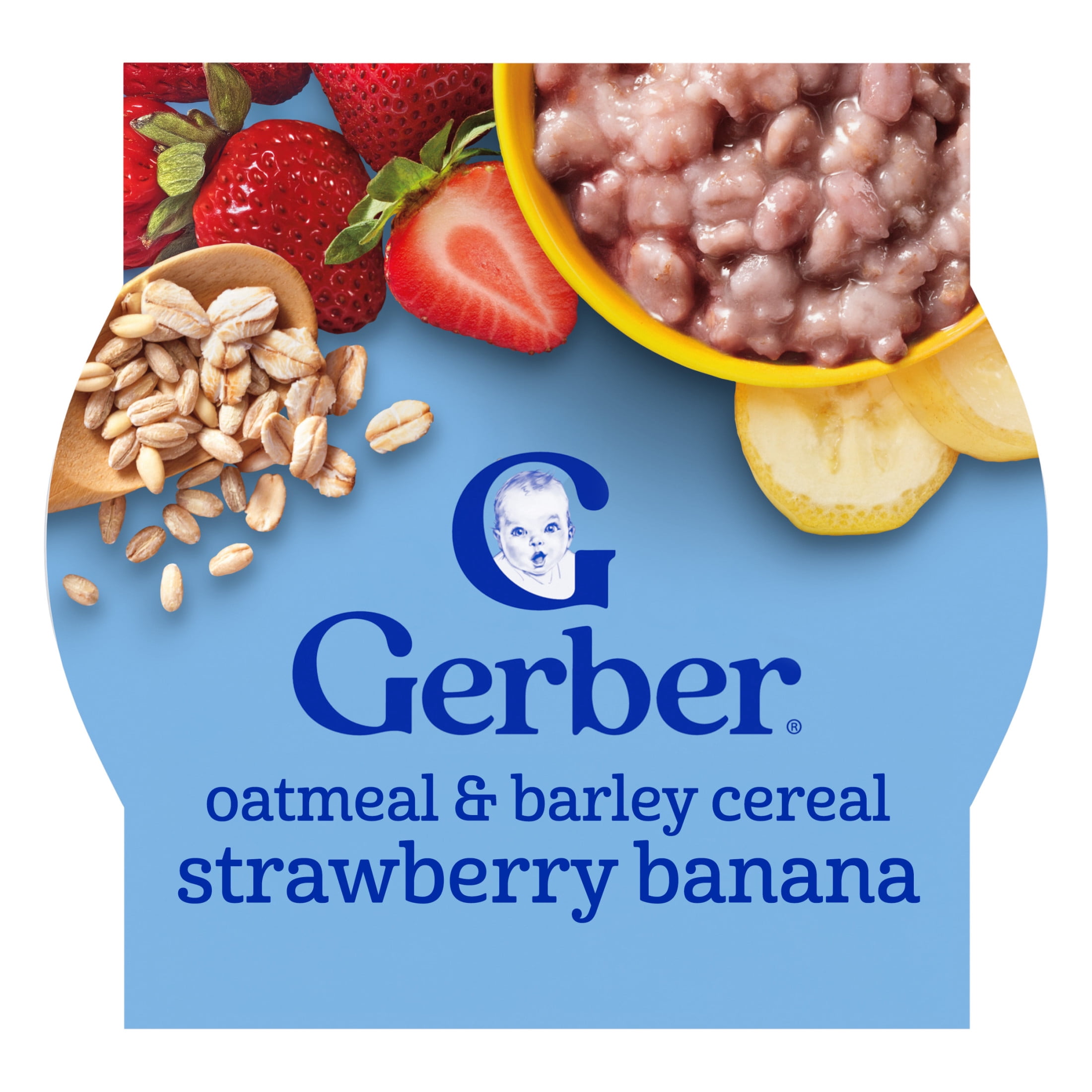 (8 pack) Gerber Toddler Food, Oatmeal and Barley Strawberry Banana Cereal, Toddler Oatmeal 4.5 oz