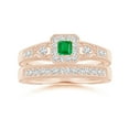 thumbnail image 4 of ANGARA Natural Aeon Square Emerald & Diamond Engagement Ring with Milgrain in 14K Rose Gold for Women (Size-3mm) | May Birthstone, Anniversary, Jewelry Gift for Women | Natural Emerald Ring, 4 of 9