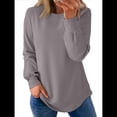 thumbnail image 1 of Sudadera de Mujer con Cuello Redondo, Larga, Corte Asimétrico y Dobladillo Curvo Gris M, 1 of 7