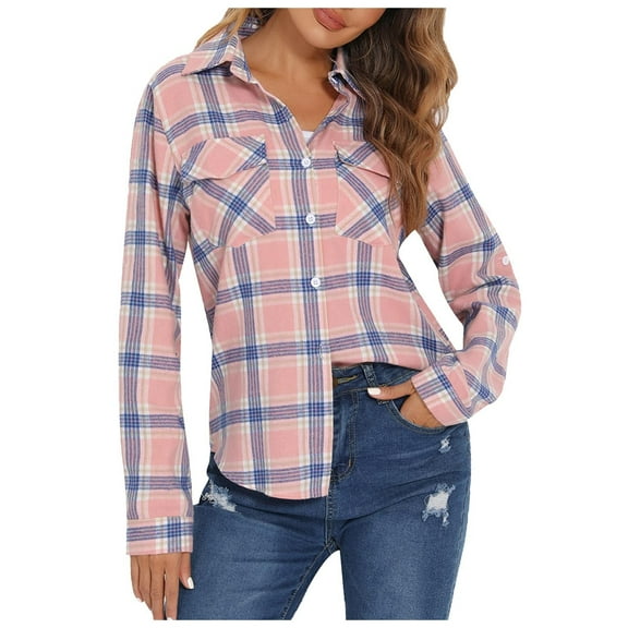 Women's Casual Plaid Flannel Shirt - Multiple Wearing Ways for Various Occasions