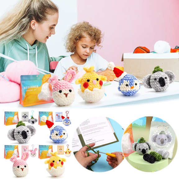 Blue Diy Crochet Doll Making Kit For Beginners Step By Step Video Tutorial Blue Yarn