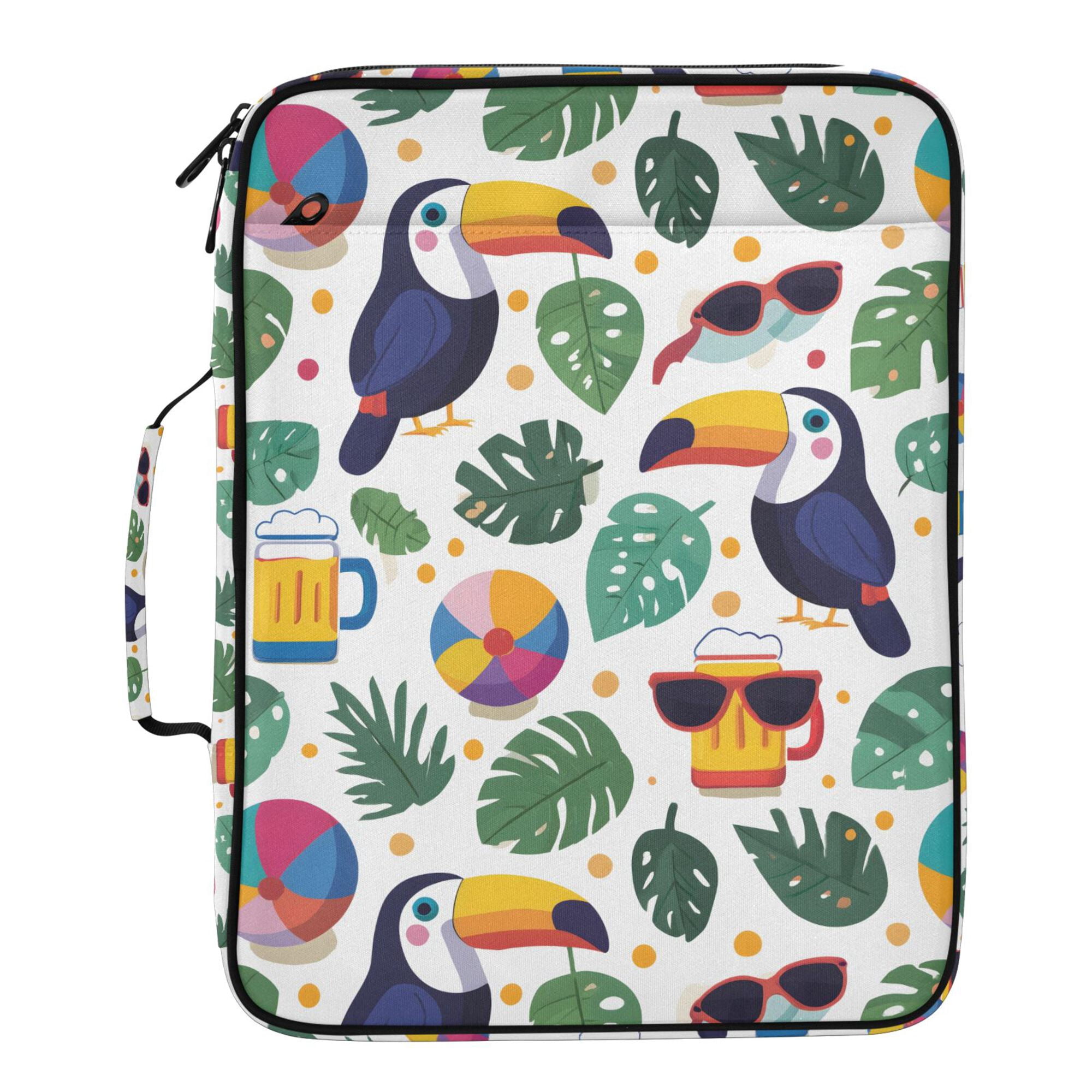 FORMRS Accordion File Folder A4 Size 7-Pocket Expanding Document Organizer Bag with 3 Ring Binder, Vibrant Toucans Pattern