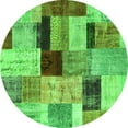 thumbnail image 1 of Ahgly Company Machine Washable Indoor Round Patchwork Green Transitional Area Rugs, 7' Round, 1 of 1