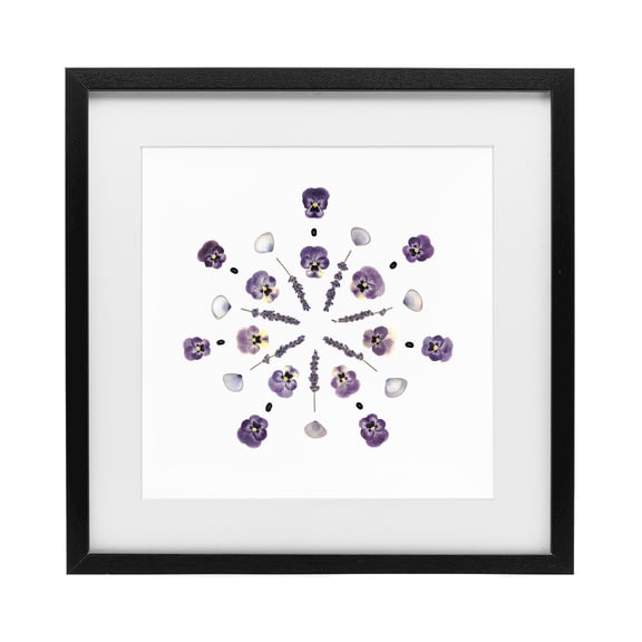 Stupell Industries Pansies & Lavender Symmetry Black Framed Print Under Glass, design by Beth Adoette