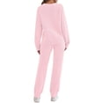 thumbnail image 3 of Frontwalk Women Tracksuit Set Elastic Waist Jogger Sets Solid Color Sweatshirt And Sweatpant Ladies Casual Two Piece Outfit Pocket Pink 2XL, 3 of 5