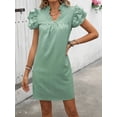 thumbnail image 2 of Women's Ruffled Notched Cap Sleeve Mini Dress Polyester % Fabric with Sheer Details and Easy Care for Everyday Wear, 2 of 26