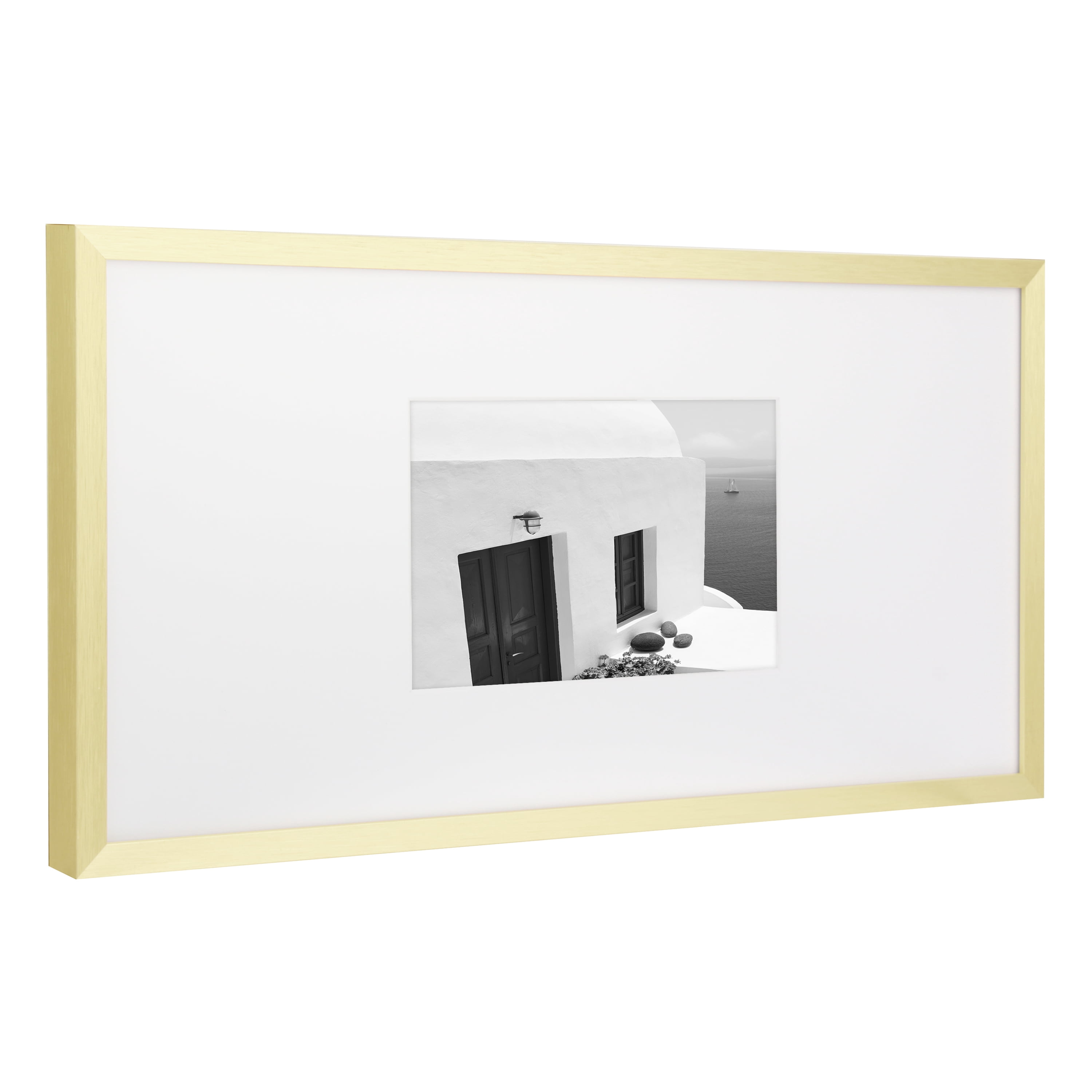 Better Homes & Gardens 7x14 Matted to 4x6 Metal Gallery Wall Picture Frame, Gold