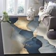 thumbnail image 4 of Area Rugs Indoor Non-Slip Rectangle Rug 2.7x5 Ft Blue Gold Color Block Abstract Impressionist Style Rug Rubber Backing Floor Mats Non Shedding Home Decor Carpet for Entryway Living Room, 4 of 8