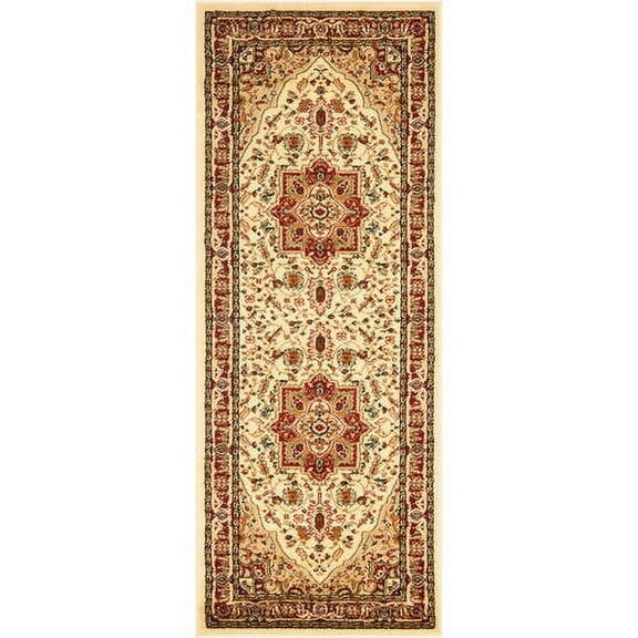 SAFAVIEH Lyndhurst Miranda Traditional Bordered Runner Rug, Ivory/Red, 2'3" x 22'