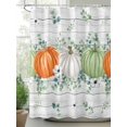thumbnail image 2 of Fsddascl Fall Shower Curtain Set - Small 36" x 72" Washable Bathtub Curtain with 12 Hooks, Orange Green Pumpkin Thanksgiving Eucalyptus Wood Waterproof Fabric Stall Shower Curtains for Bathroom, 2 of 6