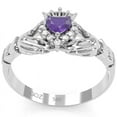 thumbnail image 5 of Claddagh Amethyst Diamond Ring In Solid 14k White Gold, 5 of 5