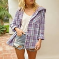 thumbnail image 2 of IROINNID Women's Shacket Jacket Plaid Long Sleeve Leisure Children s Comfortable Leisure Lattice Loose Tops , Purple, 2 of 5