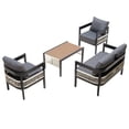 thumbnail image 4 of Syngar 4-Piece Patio Furniture Set,Outdoor Sofa Set,Weather-Resistant Metal + Rattan with with wooden Table & Waterproof Cushions, All-Weather Garden Lawn Outdoor Conversation Set,Gray, 4 of 9