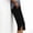 A_ Black, variant on Women's Summer Casual Solid Capri Pants Elastic Waist Button Slit Cropped Green XXXXXL