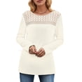 thumbnail image 4 of UVN Blouses for Women Fall Long Sleeve Crewneck Dressy Shirts Casual Waffle Knit Hollow Out Tunic Tops, 4 of 7