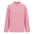 thumbnail image 6 of Pxxlle Plus Size Tops for Women Casual Spring Long Sleeve Shirt Loose Fit Button Up Shirts Solid Color Basic Tees Pink XL, 6 of 7