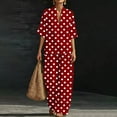 thumbnail image 2 of Women's Dressy Polka Dots 2 Piece Outfits - V Neck Shawl Collar Blouses & Wide Leg Pants Lounge Sets with Pockets, 2 of 6