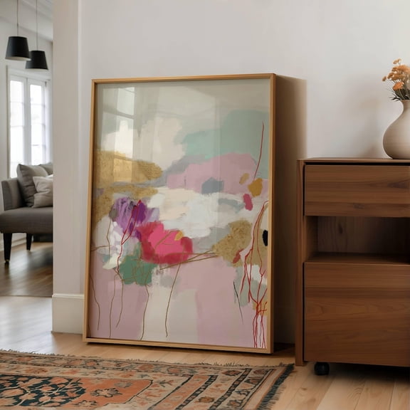 Pastel Abstract Art Light Pink Wall Art Vivid Abstract Prints Colorful Modern Artwork Pastel Pink Bedroom Decor Home Decor #899, Unframed Poster Size 8x12