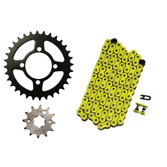 Yellow 520x74 O-Ring Drive Chain 12/32 Sprockets 1989-2004 for Yamaha Breeze 125