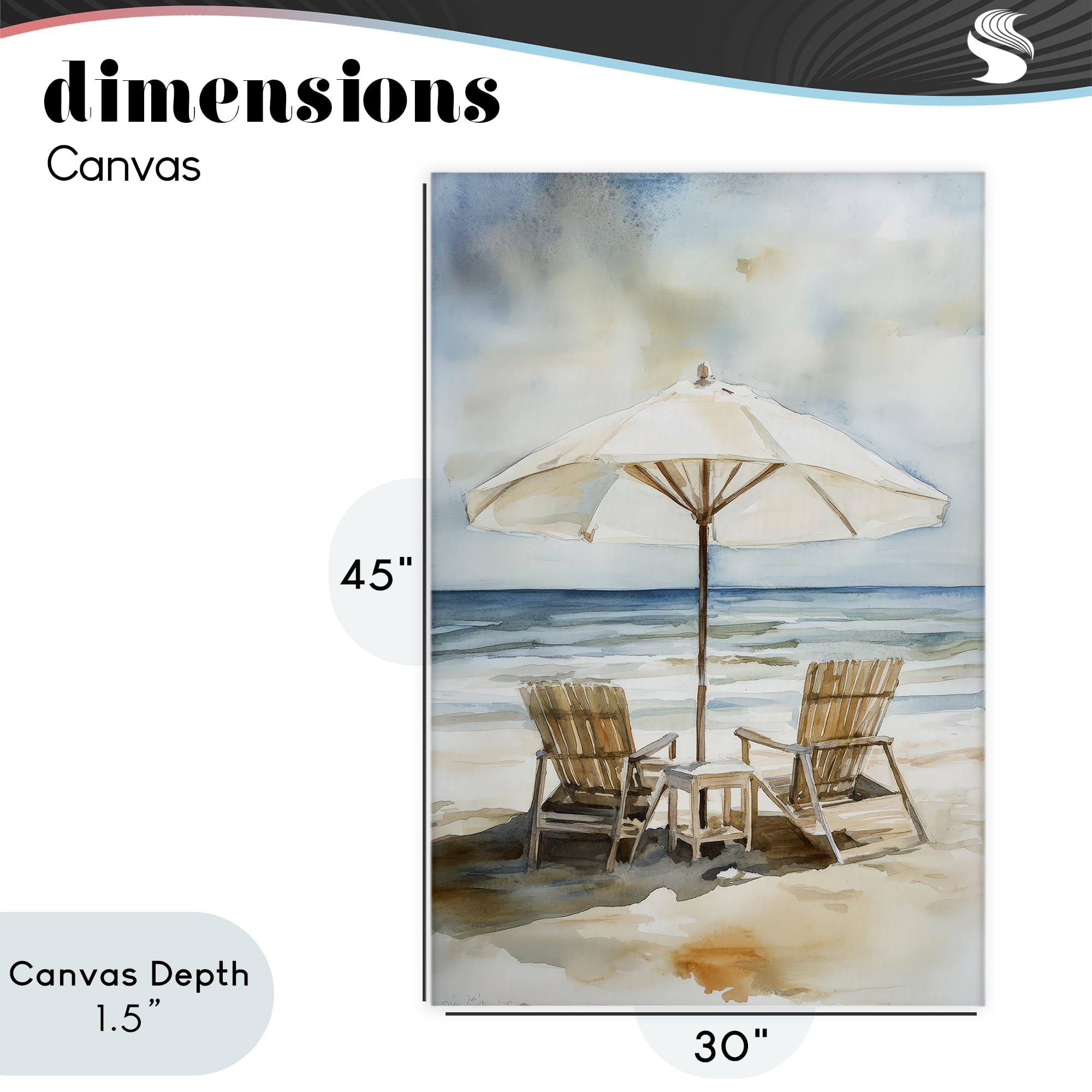 Stupell Industries Watercolor Paradise Beach Scene Canvas Wall Art, design by Petal Prints Design