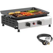 2 Burner Gas Griddle-17 Inch Outdoor Propane Griddle- 20000 BTU Propane Fuelled, Portable Flat Top Gas Grill Camping Griddle Station for Kitchen, BBQ, Tailgating or Picnicking