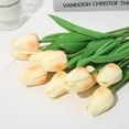 thumbnail image 5 of Nvzi Tulipán artificial de seda de 20 unidades, flores blancas falsas de 13,5 pulgadas, regalo para el día de la madre, Pascua,decoración para el hogar, la cocina y la boda (blanco leche), 5 of 5
