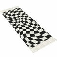 thumbnail image 2 of Black and White Checkered Entryway Runner Rug 2x4ft,Modern Irregular Geometric Washable Woven Living Room Hallway Bedroom Kitchen Carpet with Tassels,Indoor Outdoor Throw Door Mat for Entryway, 2 of 5