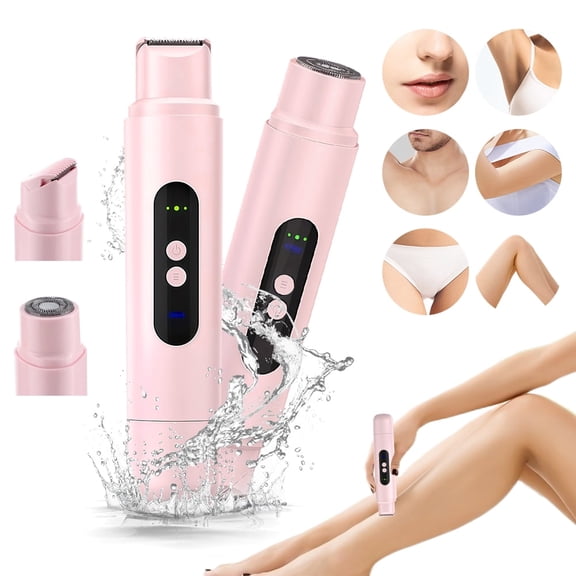 Flaremore Epilator for Women for Long-Lasting Hair Removal,Body Trimmer for Woman Bikini Face, Flaremore Dual-Head Electric Razor USB Rechargeable Wet Dry Use,Pink