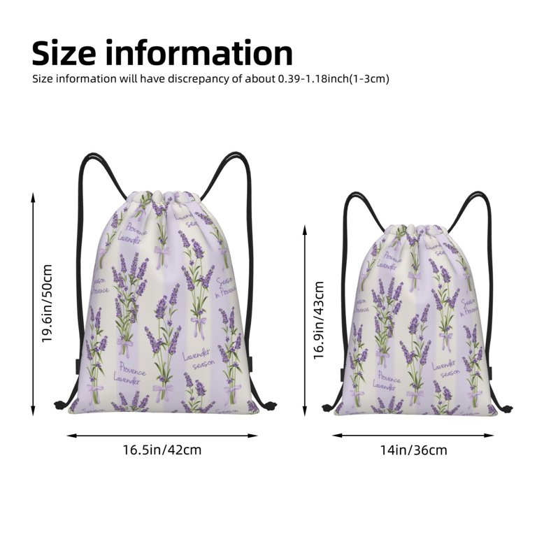 Drawstring Backpack - Lavender Flowers Bow Tie Splash Proof  display picture 1