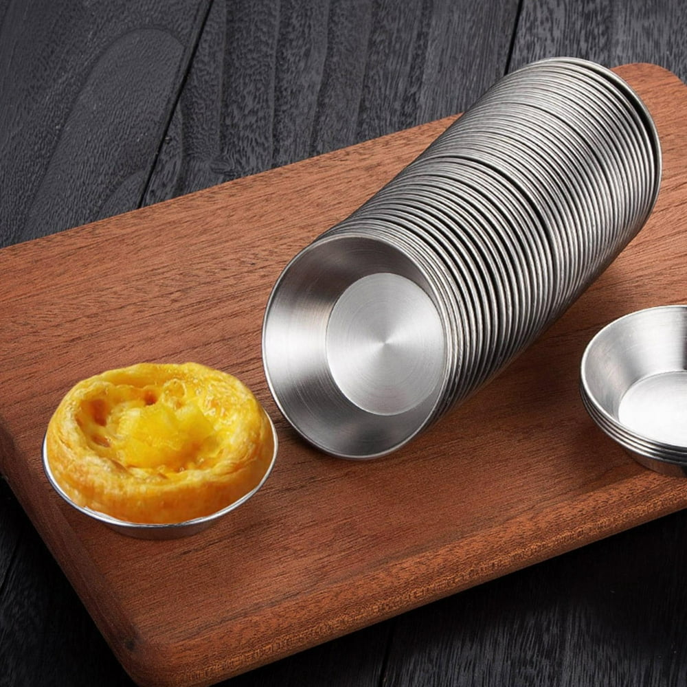 4pcs Stainless Steel Egg Tart Mould Pie Jelly Cupcake Mold for Baking