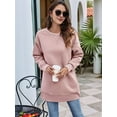 thumbnail image 5 of Women Sweatshirts Trendy Fleece Crewneck Sweatshirt Casual Loose Pullover Tops Comfy Fall Outfits Pink L, 5 of 7