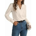 thumbnail image 2 of Blusa Plisada de Larga con Cuello en V para Mujer, Ideal para Oficina Albaricoque L, 2 of 8