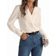 thumbnail image 2 of Blusa Plisada de Larga con Cuello en V para Mujer, Ideal para Oficina Albaricoque M, 2 of 8