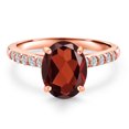 thumbnail image 3 of Gem Stone King 10K Rose Gold Red Garnet and Lab Grown Diamond Engagement Ring for Women | 2.33 Cttw | Oval 9X7MM | Gemstone January Birthstone | Size 9, 3 of 6