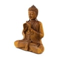 thumbnail image 3 of Wooden Serene Sitting Buddha "Uttarabodhi Mudra" Statue Handmade Meditating Sculpture Figurine Home Decor Accent Handcrafted Art Modern Oriental Decor Size: 12" tall x 10" wide x 5" deep, 3 of 8