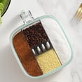 thumbnail image 6 of Condiment Organizer Spice Rack - 4 Compartment Set with Spoon, Acrylic Kitchen Countertop Storage, Hinged Lid Containers, Dishwasher Safe, 6 of 8