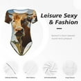 thumbnail image 6 of Rateoe Daisy Flower Field Cow Printed Women Rash Guard Short Sleeve,Tummy control Swimsuit Surfing Swimsuit Bathing Suit Short-sleeved Onesie UPF 50+, 6 of 6