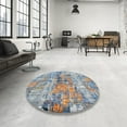 thumbnail image 3 of Ahgly Company Indoor Square Mid-Century Modern Granite Gray Oriental Area Rugs, 5' Square, 3 of 6