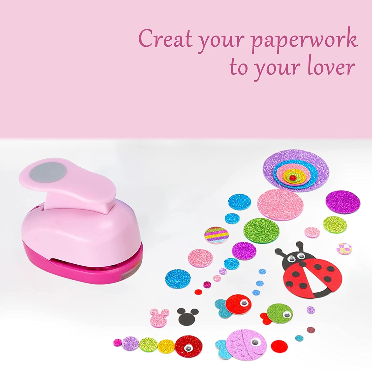 Uposao Paper Hole Punch Card Puncher Book Ruler Hole Punch 6 Holes Puncher  DIY Photo Album Making Handbook Creative Tool Pink 