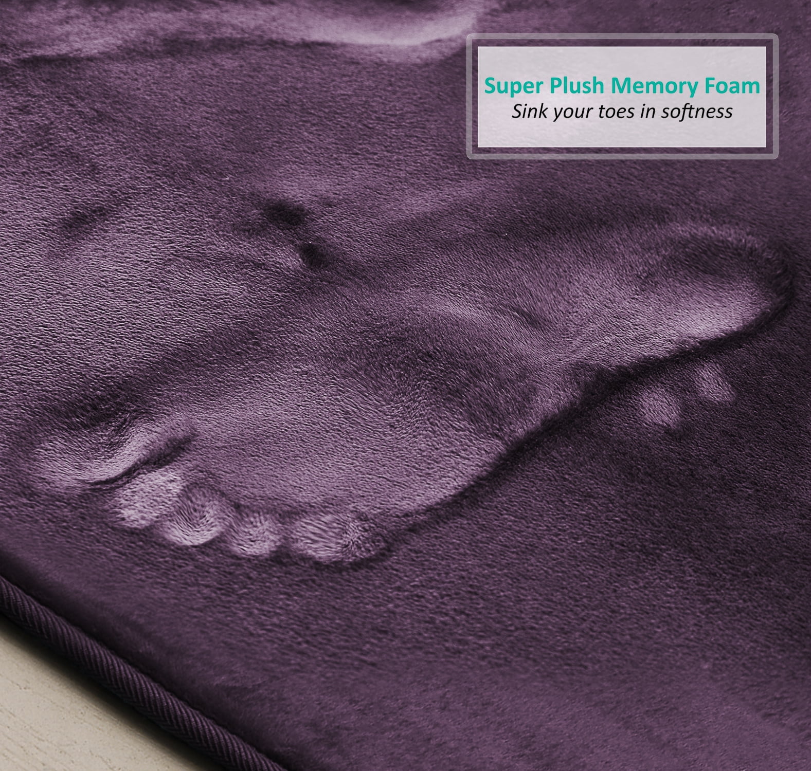 2 Piece Premium Memory Foam Bathroom Mat Set - Absorbent Luxury Plush Non Slip Carpet for Tub Shower & Bath Room, Soft Floor Mats, Machine Washable - Set of 2 20x32 inch Bath Rugs, Eggplant