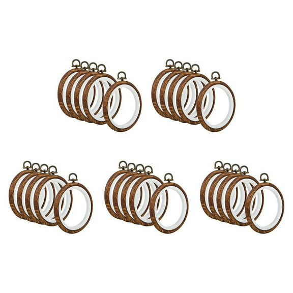 25Pcs Embroidery Hoops Imitated Wood Embroidery Circle Round Display Frame Circle for Art Craft Sewing and Hanging