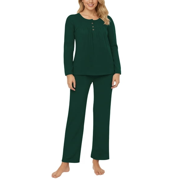 UVN Womens Pajama Sets Long Sleeve Crewneck Tops and Long Pajama Pants 2 Piece Lounge Set Sleepwear Fall Oufits Loungewear